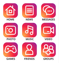 Set of social media icons for web design