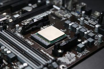CPU on computer mainboard