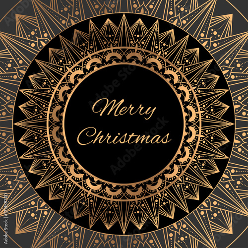 merry christmas card template vector gold black decoration frame