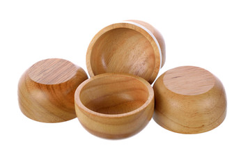 Wooden spoons on white background