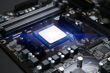 CPU on computer mainboard