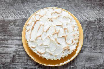 Lemon meringue pie on plate