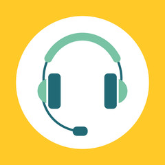 Modern color icon design. Vector bright Headphones with Microphone sign