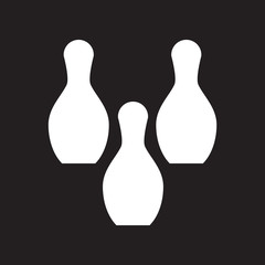 flat icon in black and white style bowling skittles  