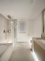 Fototapeta na wymiar Interior, white modern bathroom