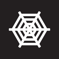 flat icon in black and white style spider web  