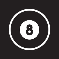 flat icon in black and white style billiard ball  