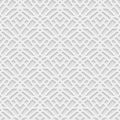 Seamless  3D white pattern, arabic geometric  pattern,  indian ornament, persian motif,  vector. Endless texture can be used for wallpaper, pattern fills, web page  background,  surface textures.