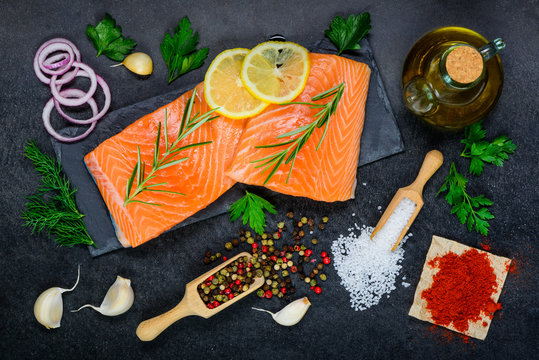 Salmon Fish Fillet with Cooking Ingredients