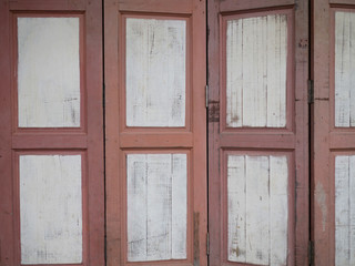 Detail of a closed wooden door