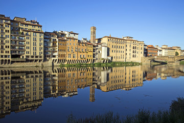 Morning view of Arno river in Florence, Italy