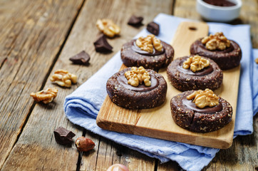 Raw vegan chocolate dates hazelnut cookies with chocolate frosti