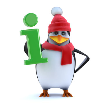 3d Winter penguin has information