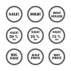 set black labels and stickers