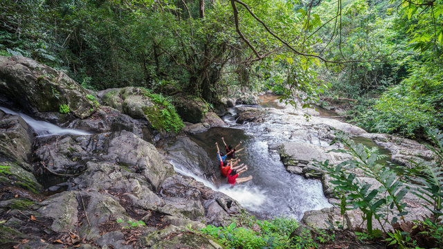 Long exposure scenery at North Jedkod Waterfall at Jedkod - Pongkonsao Natural Study and Ecotourism Center, Saraburi, Thailand