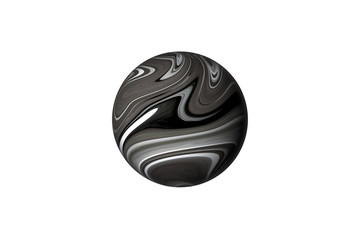 3D round sphere ball black white and grey