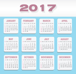 Calendar for 2017. Vector EPS10.