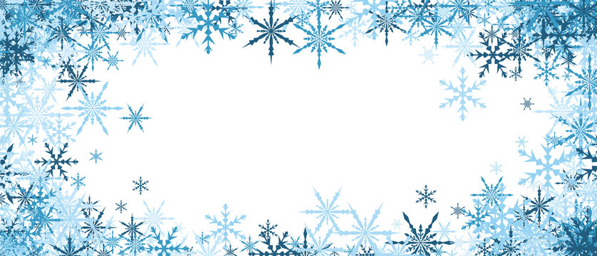 Winter banner with blue snowflakes.