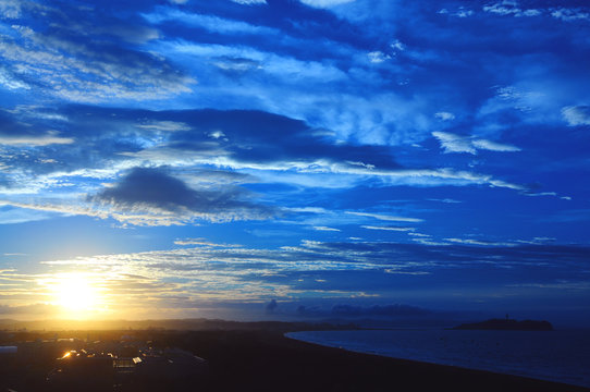 Fototapeta Sunrise blue sky