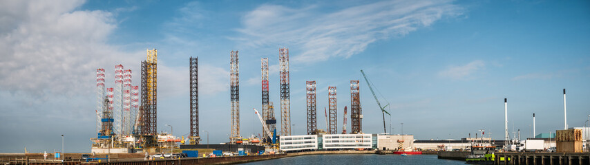 Oil rigs in Esbjerg harbor, Denmark