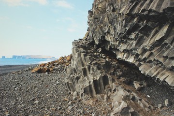 Beautiful jutting rock at Reynisfjara, Iceland