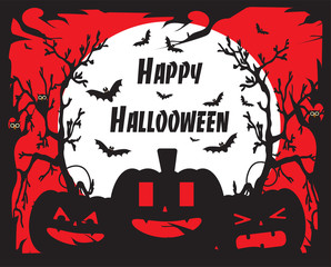 Halloween background with pumpkins illustration