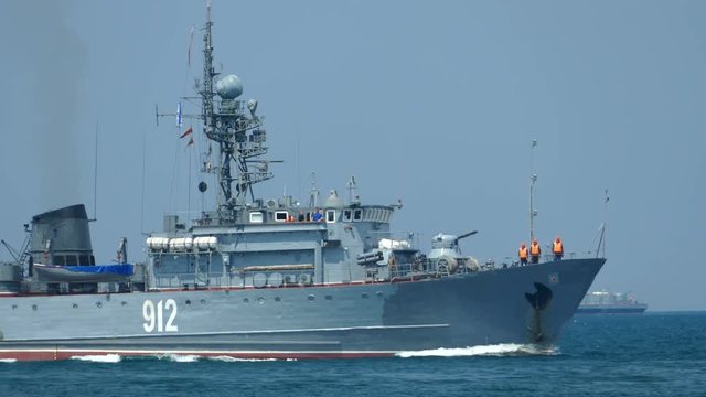 Russian warship on the high seas