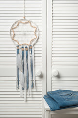Dream catcher with white feathers
