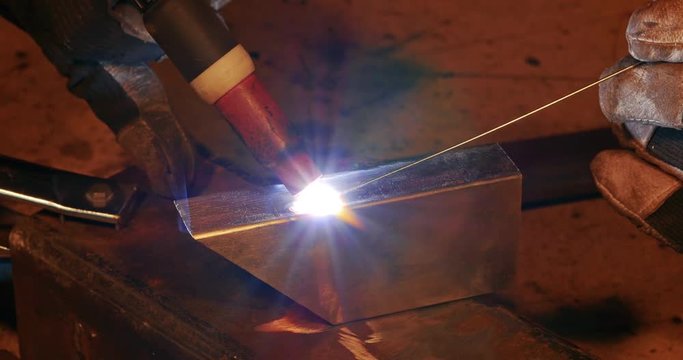 4K - TIG welding. Close-up
