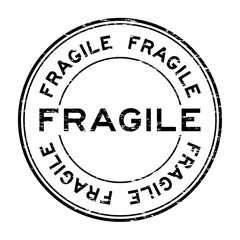 Grunge black fragile rubber stamp