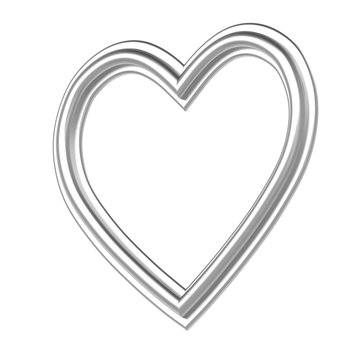 Silver heart picture frame isolated on white. 3D illustration.