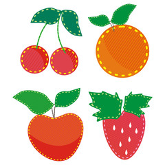 set of child colored applique fabric, fruit and berries