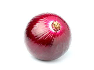 Raw red onion closeup isolated.