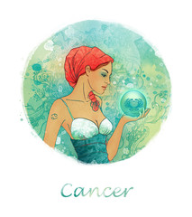 Cancer zodiac sign as a beautiful girl