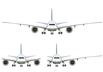 飛行機　正面のイラストセット