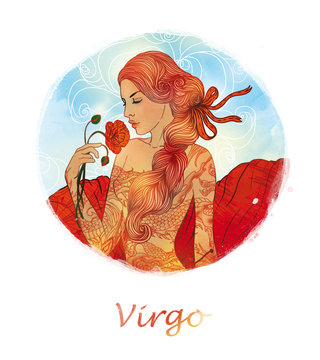 Virgo zodiac sign as a beautiful girl