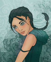 Illustration of scorpio astrological sign as a beautiful girl