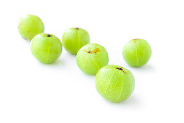 Fresh Indian gooseberry fruit on white background, fruit for hea