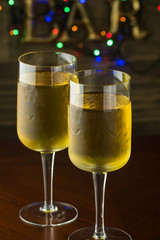 Glasses of white wine.