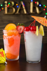 Frozen tropical cocktails.