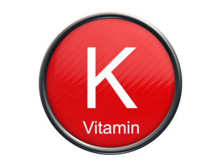 K vitamin symbol on red glossy round icon isolated on white background