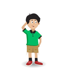 illustration cartoon boy thinking for good idea