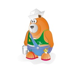 bear worker with brush ,reconstruction and renovation symbol, isolated on white illustration, vector editable  © Евгений Кожевников