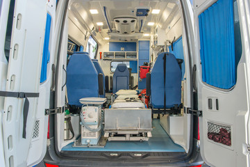 Inside of an ambulance for the hospital