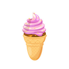 Pink ice cream in waffle cup