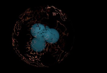 nucleus cloud of electrons isolated on black 3d illustration