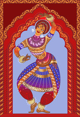 Beautiful girl dancing Indian classical dance