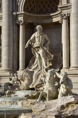Obraz premium Trevi Fountain Oceanus god with triton and seahorse, in Rome