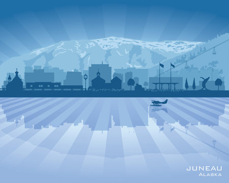 Juneau Alaska city skyline vector silhouette