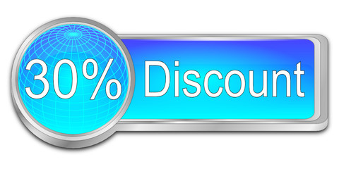 30% Discount button - 3D illustration